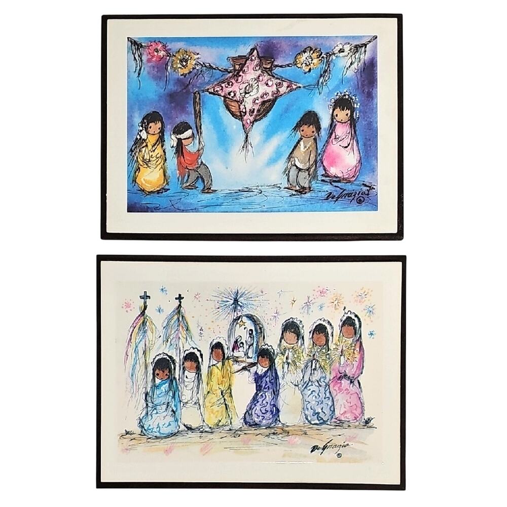 Ted DeGrazia Vibrant Native American Children Art Prints Lot of 2 (6" by 4.5")